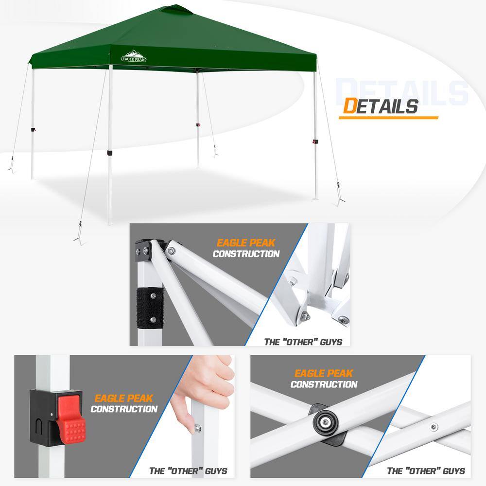 10 ft. Green Pop Up Canopy Tent with Adjustable Height