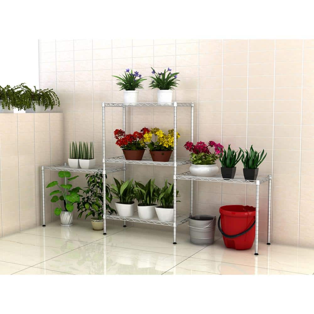 Silver 5-Tier Adjustable Steel Wire Shelving Unit