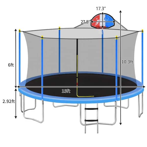 Ontspannend corruptie langzaam 15 ft. Trampoline for Kids with Safety Enclosure Net AL-SW000052AAC - The  Home Depot