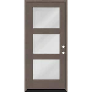 Regency 36 in. x 80 in. Modern 3-Lite Equal Clear Glass LHIS Ashwood Stain Mahogany Fiberglass Prehung Front Door