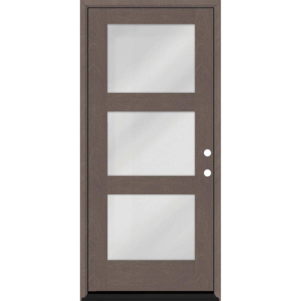 Regency 32 in. x 80 in. Modern 3Lite Equal Clear Glass LHIS Ashwood Stain Mahogany Fiberglass Prehung Front Door price history on PriceWatchPro