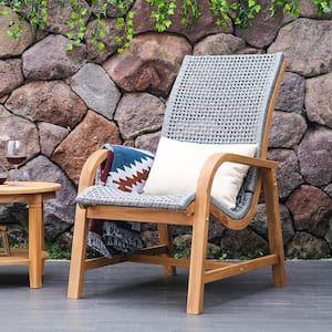 Auburn Unfinished Wood Solid Teak Outdoor Lounge Chair - Free Lumbar Pillow