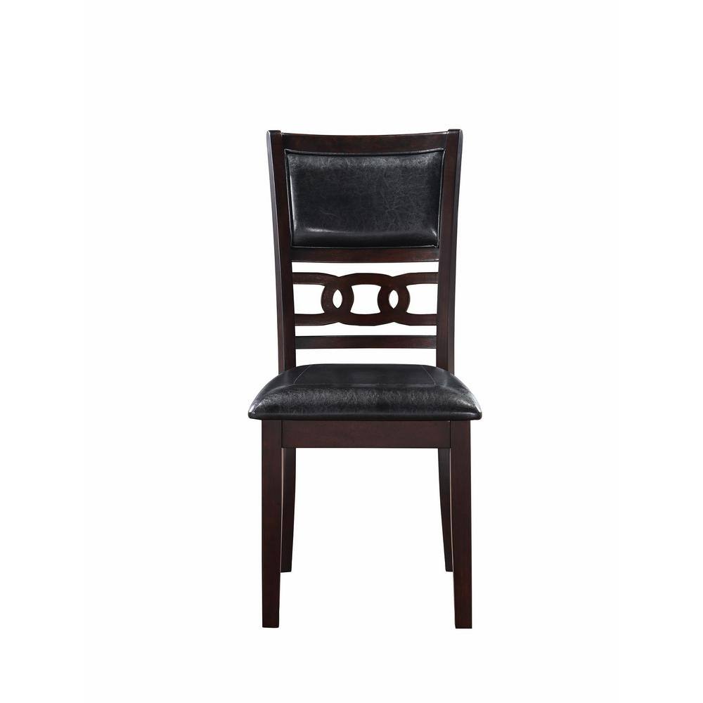 Gia 60" Ebony Wood Dining Set with 4 Black PU Chairs