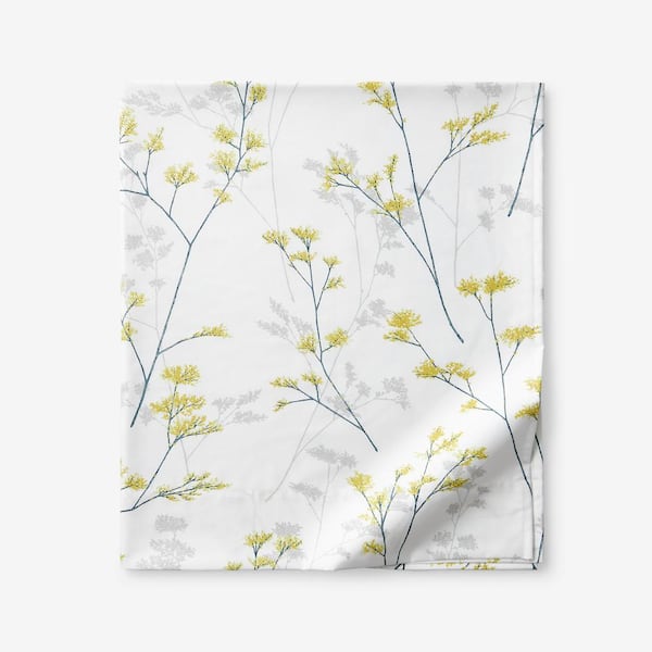 The Company Store Legends Hotel Madaline White Multi Wrinkle-Free Sateen Twin Flat Sheet