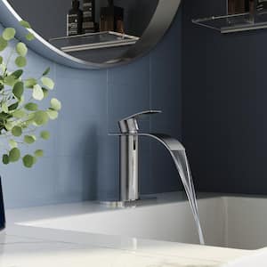 Single-Handle Bathroom Faucet with Deckplate Included and Spot Resistant in Chrome