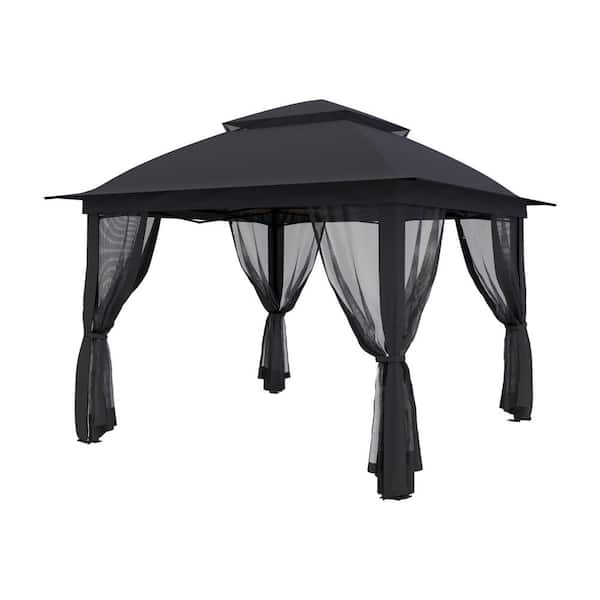11 ft. x 11 ft. Pop-Up Steel Gazebo with Vented Double Roof, Mosquito Netting, and Carry Bag