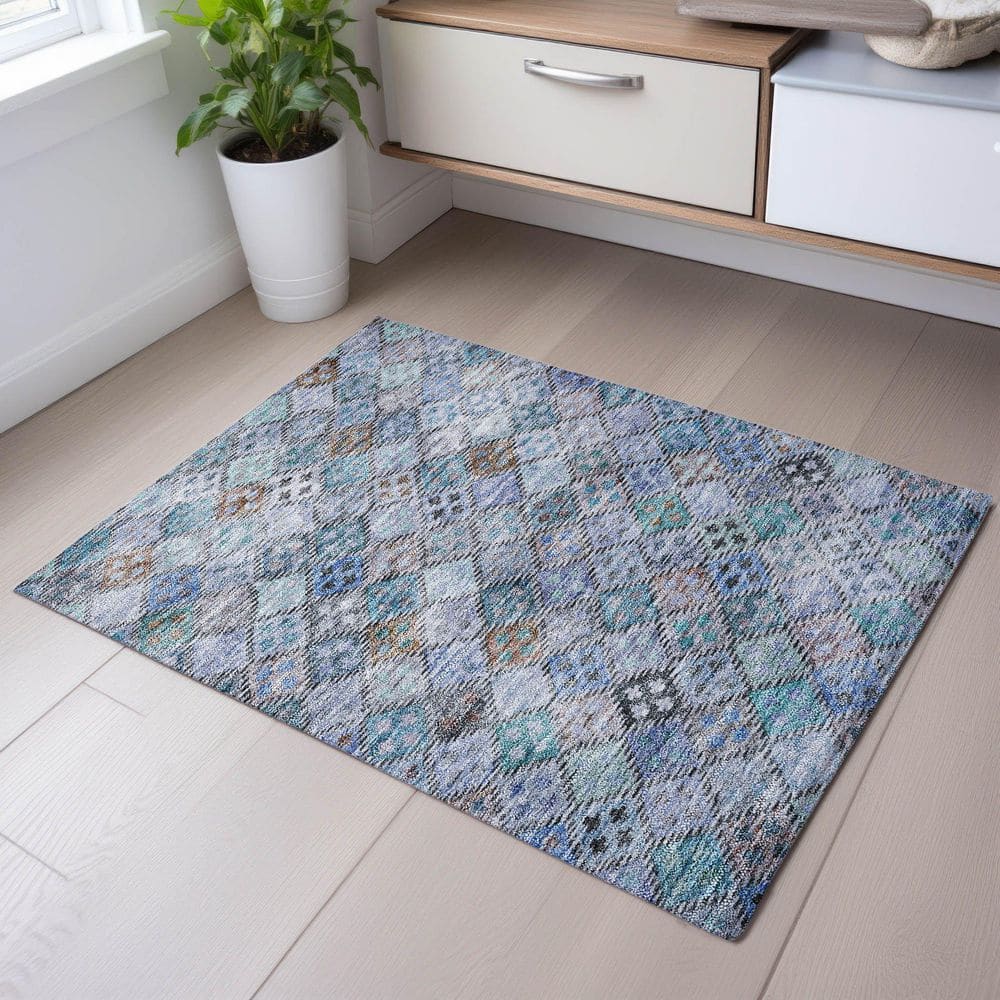 Mayfield Premium Machine Washable Abstract AMF1081 Blue 2 ft. x 3 ft. Area Rug price history on PriceWatchPro