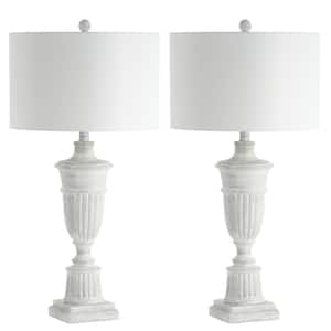 Kylen 31 in. White Wash Urn Table Lamp with White Shade (Set of 2)