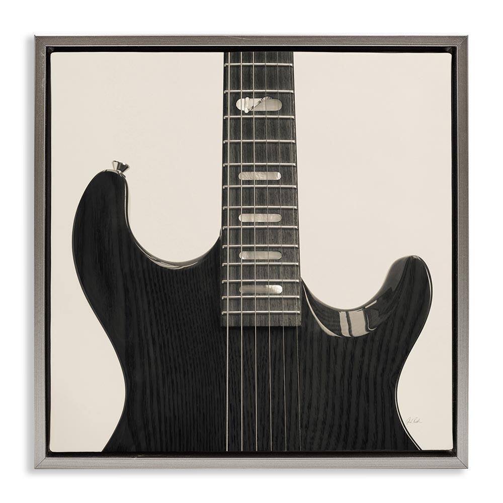 Black Electric Guitar by Deborah Revell Gray Floater Frame Music Graphic Art Print 18 in. x 18 in. price history on PriceWatchPro