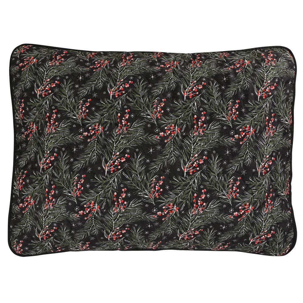 King Black Reversible Christmas Quilt Bedspread Set