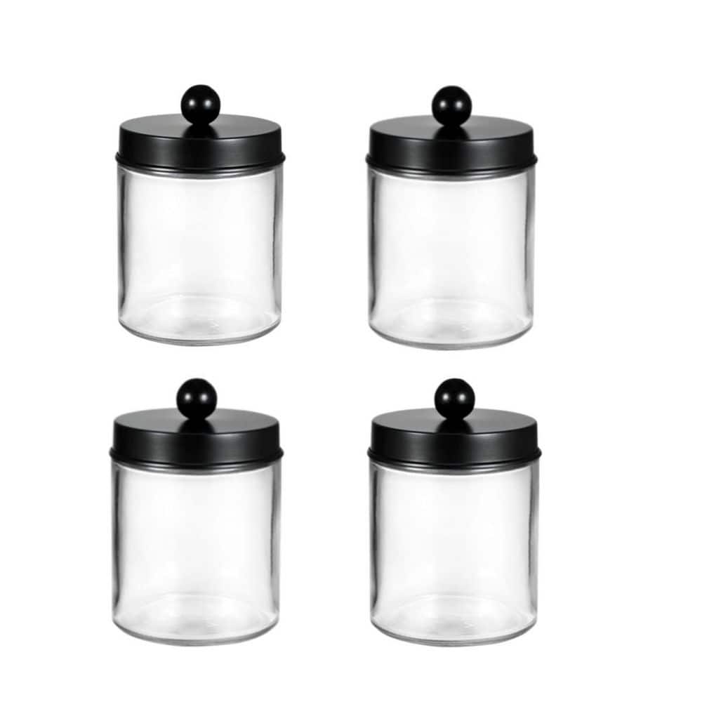 4-Piece Apothecary Jar Set with Lids in Black, Bath Accessory Set with Stainless Steel Lids and Stickers price history on PriceWatchPro