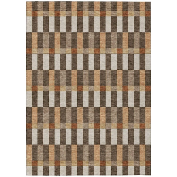 Chantille Machine Washable Indoor/Outdoor Abstract ACN2548 Chocolate 9 ft. x 12 ft. Area Rug