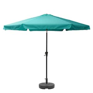 10 ft. Steel Market Round Tilting Patio Umbrella and Base in Turquoise Blue