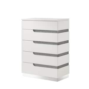 New Classic Furniture Paradox White 5-Drawer 35 in. Chest of Drawers