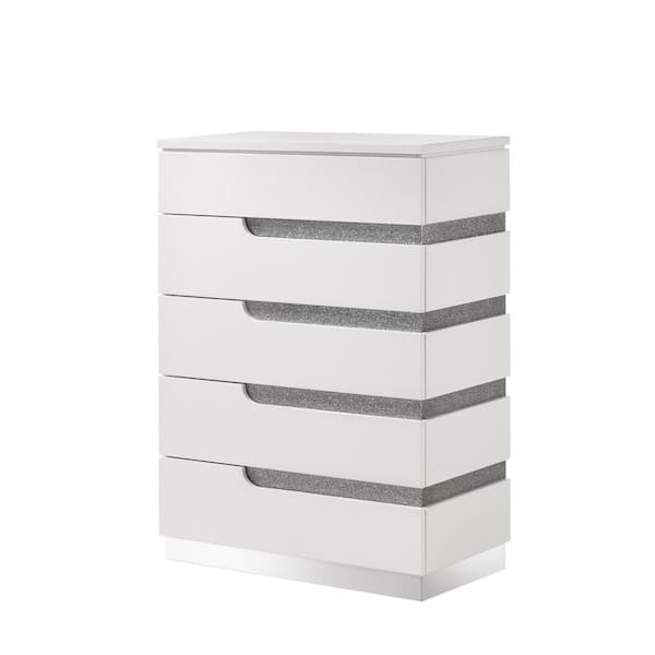 NEW CLASSIC HOME FURNISHINGS New Classic Furniture Paradox White 5-Drawer 35 in. Chest of Drawers