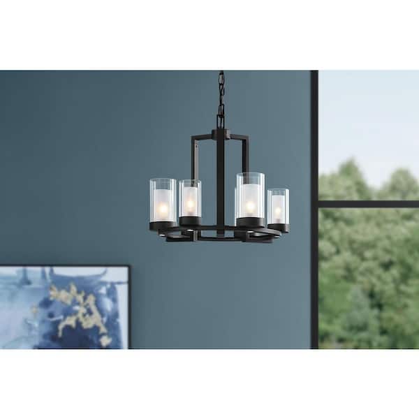 Home Decorators Collection Samantha 6 Light Round Chandelier Integrated Led Down Mb Cfgs Matte Black Dining Room 34836 Hbob - Home Decorators Collection 6 Light Round Chandelier Satin Nickel