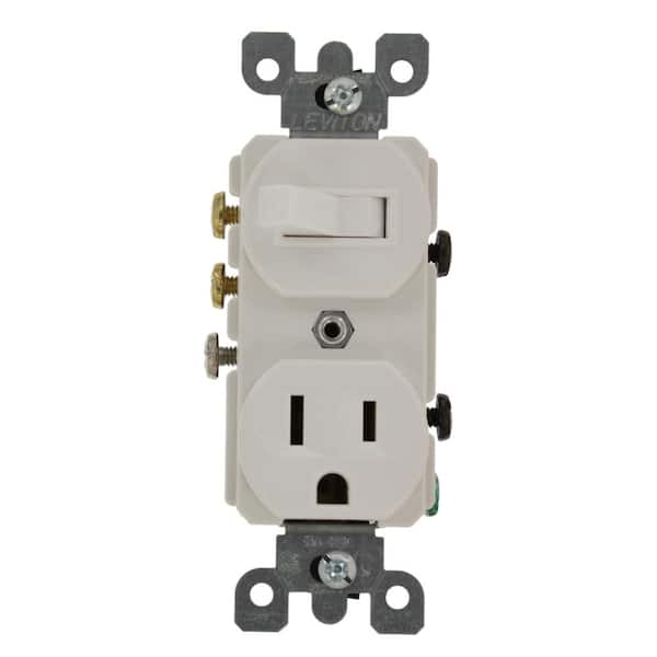 Leviton 15 Amp Commercial Grade Combination 3-Way Toggle Switch and  Receptacle, White 5245-W One Way Switch Diagram The Home Depot