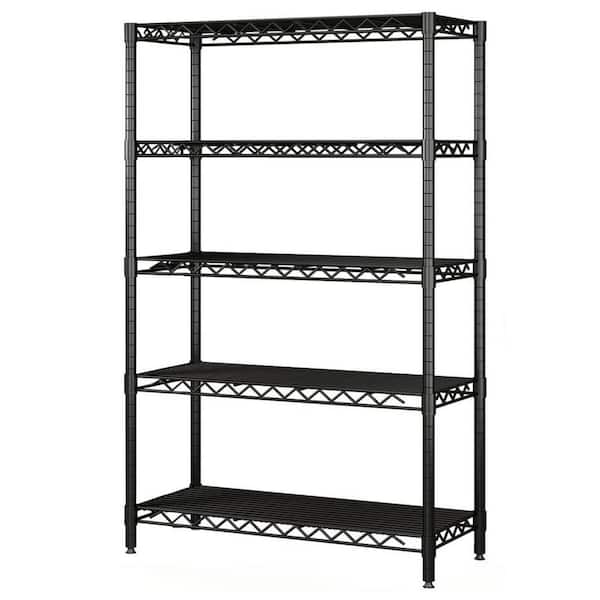 Tileon Kitchen Pantry, Wire Shelving Metal Storage Rack Adjustable Shelves, Standing Storage Shelf Units in Black