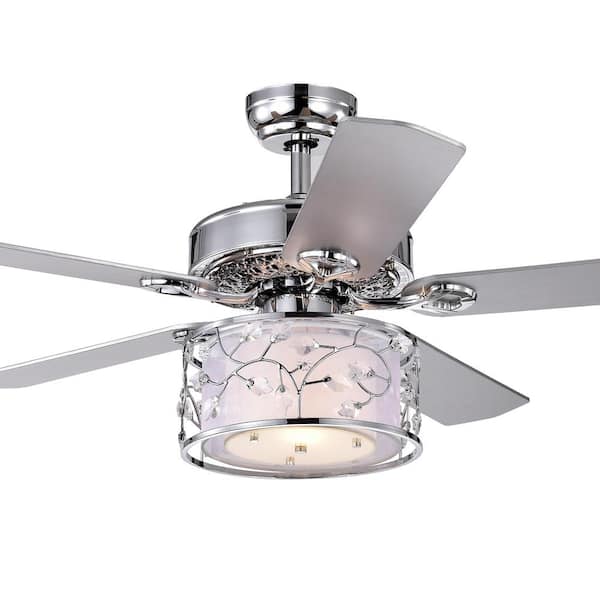 Warehouse of Tiffany Swerl 52 in. Chrome Indoor Remote Controlled Ceiling Fan with Light Kit