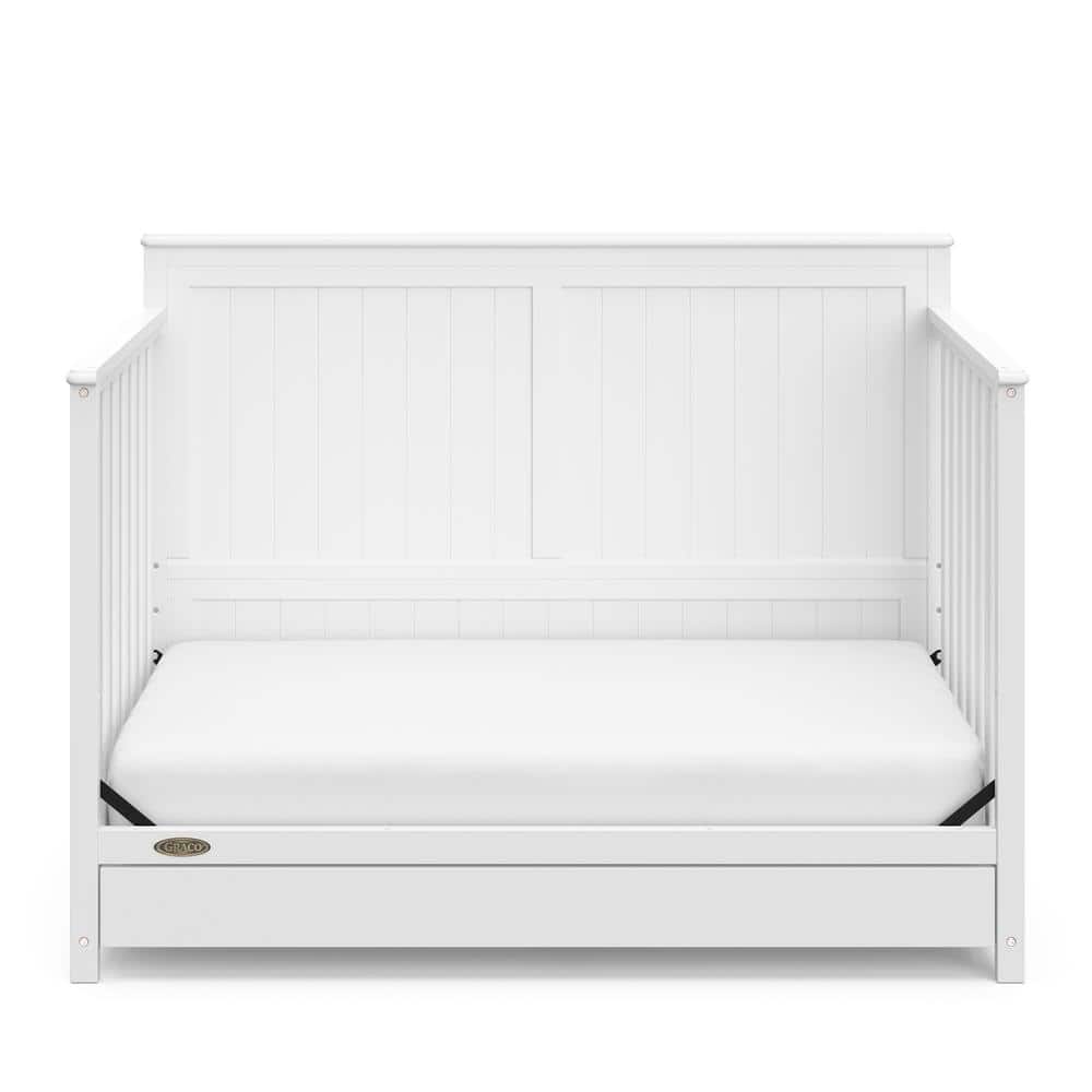 White 5-in-1 Convertible Crib with Storage Drawer