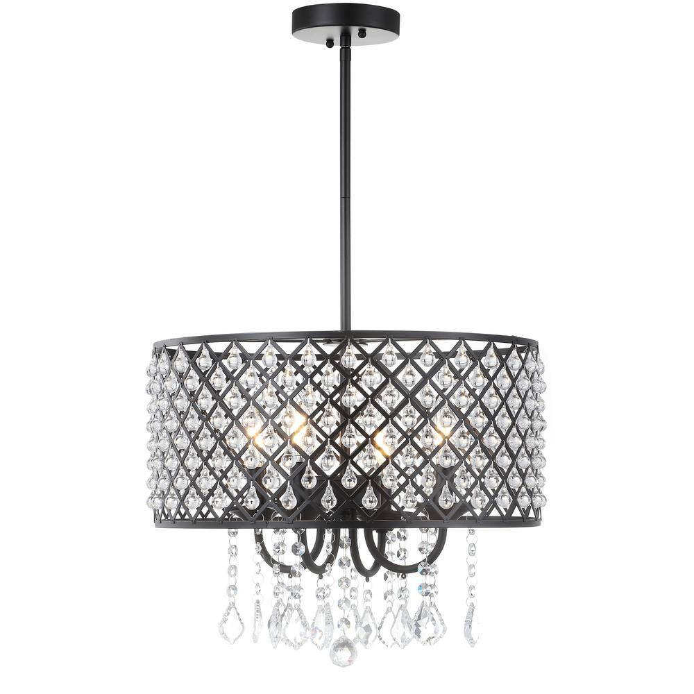 Gigi 17" Black Metal/Crystal LED Glam Drop Chandelier