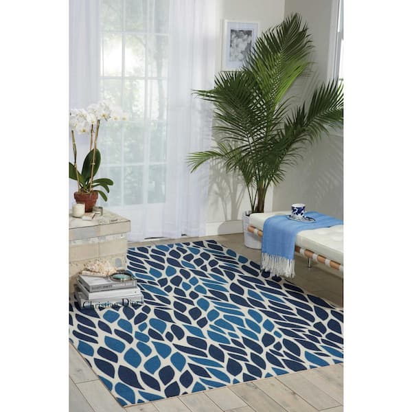 Home and Garden Blue 4 ft. x 6 ft. Indoor/Outdoor Area Rug