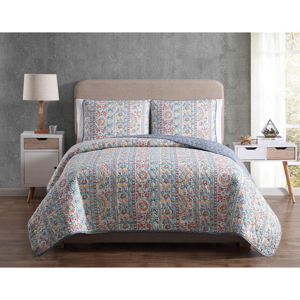 Home Mhf Home Colleen Twin Floral Quilt Set M590955 The Home Depot