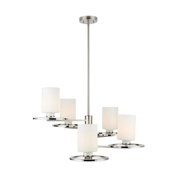 Home Decorators Collection Silas Peak 5 Light Polished Nickel and