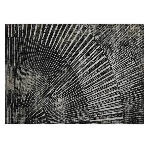 HomeRoots Black and Ivory 2 ft. x 3 ft. Woven Abstract Rectangle Indoor/Outdoor Area Rug