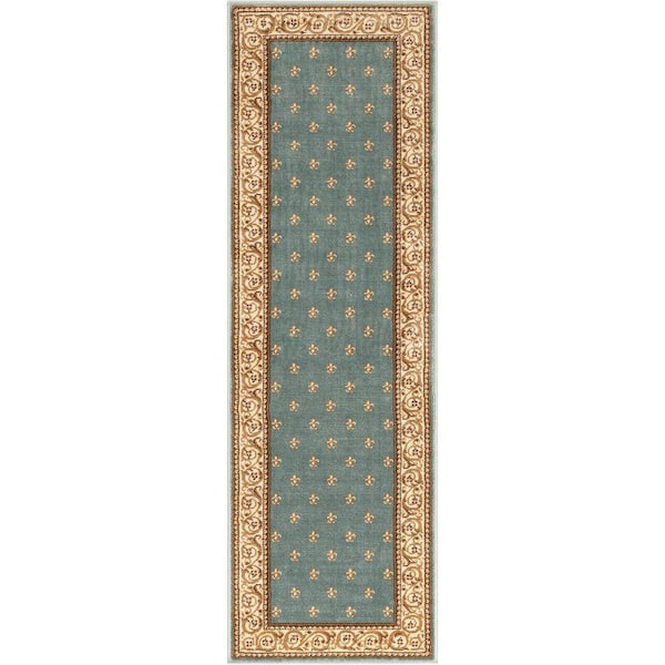 Barclay Fleur De Lis Elegance Traditional Oriental, Light Blue 2 ft. 3 in. x 7 ft. 3 in. Runner, Area Rug