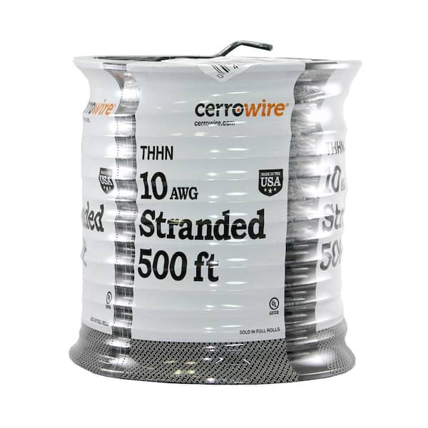 Cerrowire 500 ft. 10 Gauge White Stranded Copper THHN Wire 112-3872J - The  Home Depot