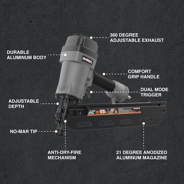 NuMax Pneumatic 21 Degree 3-1/2 in. Framing Nailer SFR2190 - The