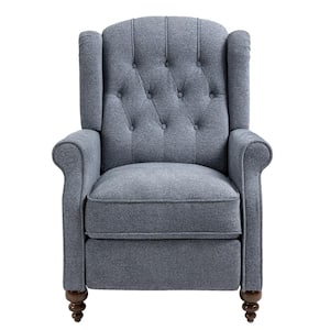 Blue Push Back Recliner Chair with Button Control