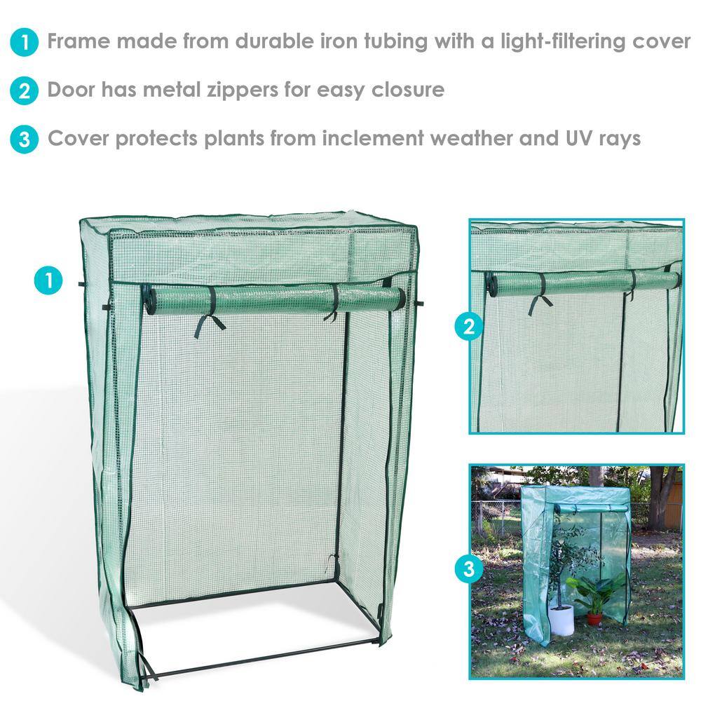Deluxe Portable UV-Protected Green Plant Starter Greenhouse with Roll-Up Door