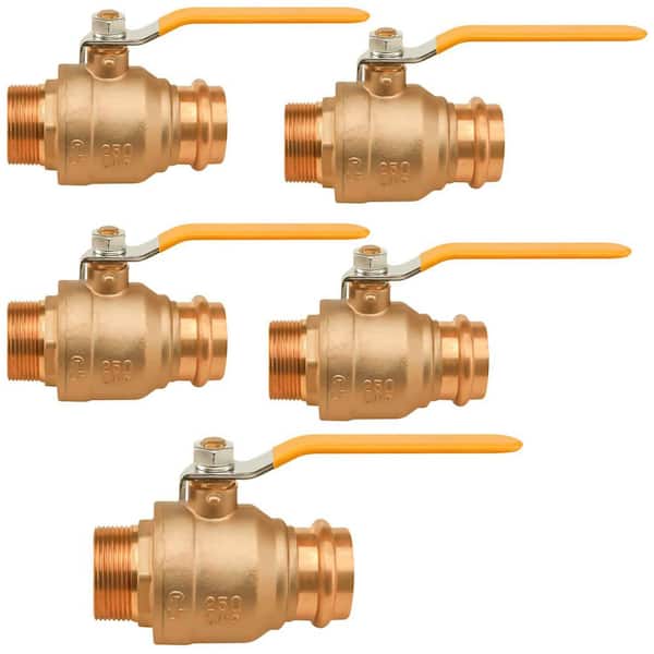 3/4 in. Press x MIP Brass Adapter Ball Valve (Pack of 5)