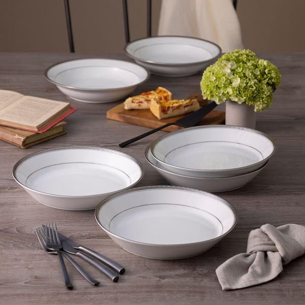 Charlotta Platinum 9.75 in. 43 oz. (Platinum) Porcelain Coupe Dinner Bowls (Set of 4)