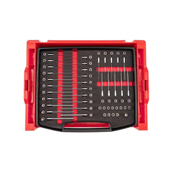 1/4 Inch Drive Standard and Long Bit Socket Set with Open Top Drawer and Rack (75-Piece)