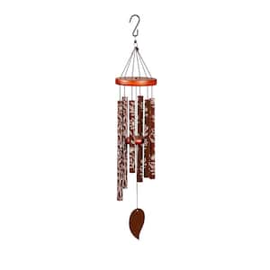 30 in. Brown Etched Hand Tuned Metal Wind Chime, Scale of A