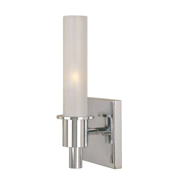 World Imports Dunwoody 1-Light Chrome Sconce with Tube Frosted Glass