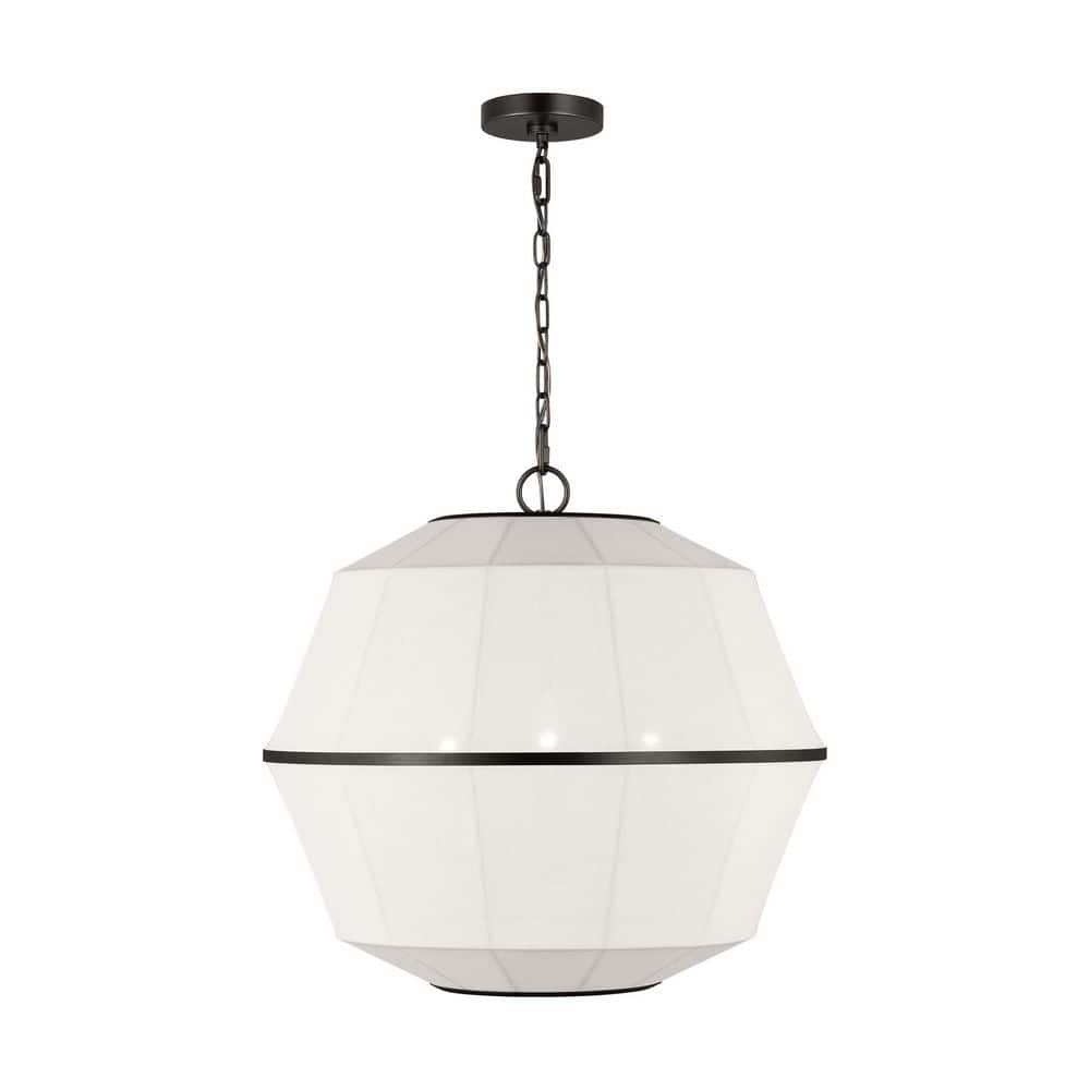 Hikari Medium 3-Light Aged Iron Dining Room Pendant Chandelier with White Linen Shade price history on PriceWatchPro