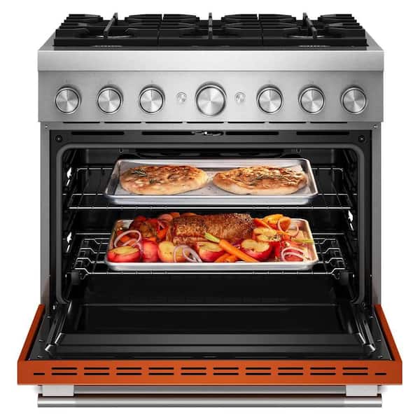 KitchenAid 36 in. 6 Burners Freestanding Dual Fuel Range in