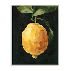 "Abstract Yellow Lemon on Vine Pop over Black" by Emma Caroline Unframed Drink Wood Wall Art Print 10 in. x 15 in.