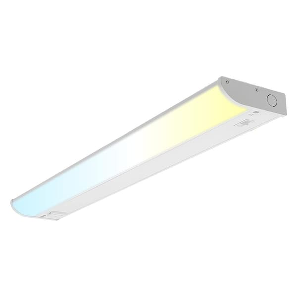 Seamless 24 in. Hardwired White Integrated LED Under Cabinet Light with Power Outlet 1-Pack