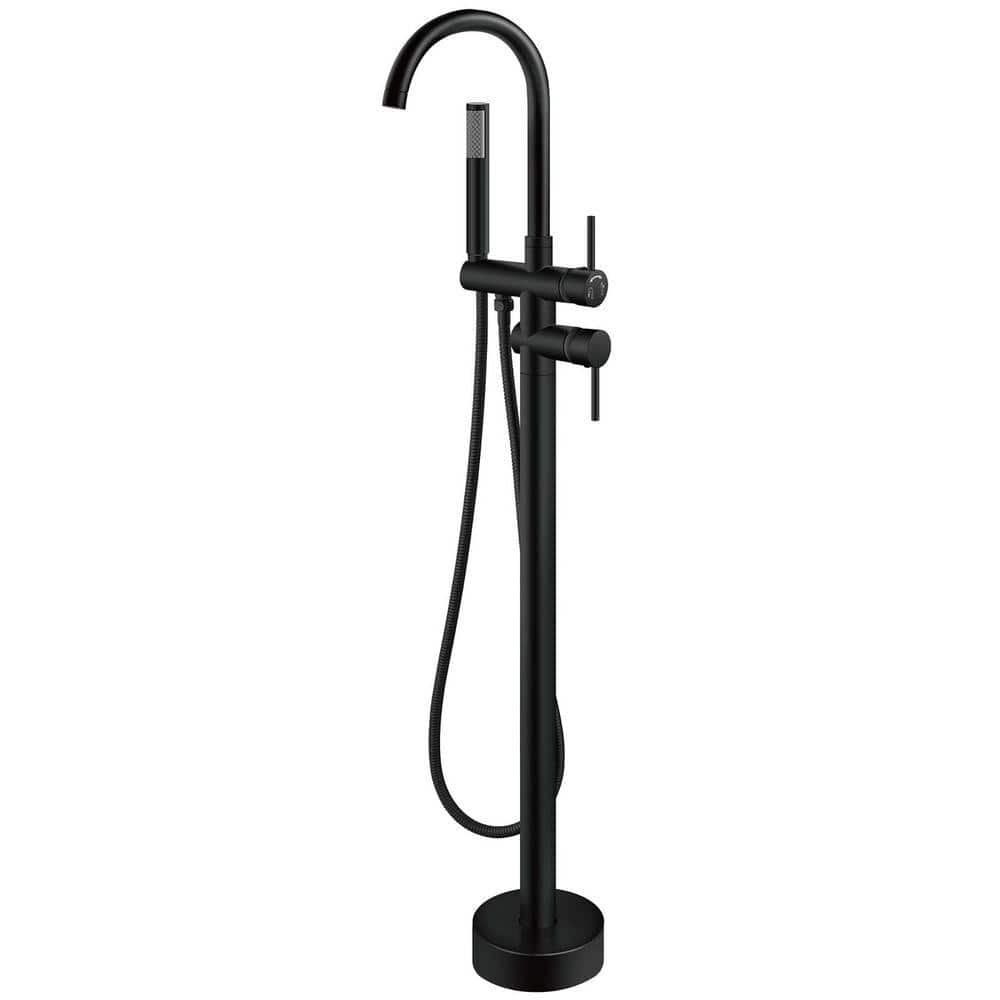 Single Handle Claw Foot Tub Faucet with Hand Shower Wall Mounted in Matte Black price history on PriceWatchPro