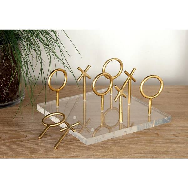 CosmoLiving by Cosmopolitan Gold Acrylic Tic Tac Toe Game Set with