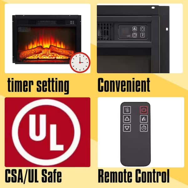 23 in. 1400-Watt 120-Volt Electric Fireplace Insert in Black