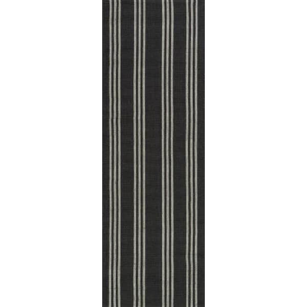 3 ft. x 8 ft. Charcoal Hawthorn Striped Wool Indoor/Outdoor Patio Runner Rug