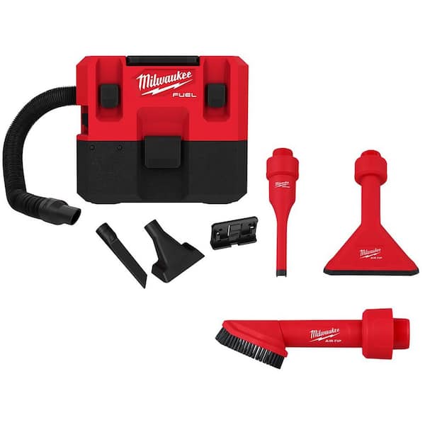 Milwaukee M12 FUEL Cordless 1.6 Gal. Wet/Dry Vacuum with AIR-TIP 1-1/4 in. - 2-1/2 in. (3-Piece) Crevice, Nozzle and Brush Kit