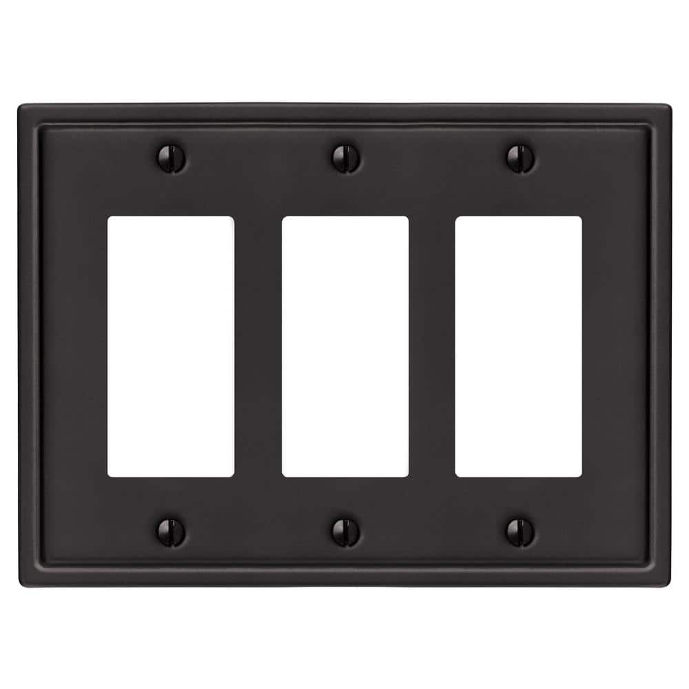 Matte Black Triple Rocker Steel Wallplate