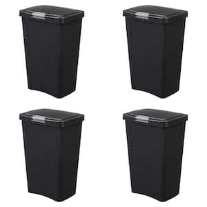 13 Gal. TouchTop Wastebasket with Titanium Latch in Black (4-Pack)